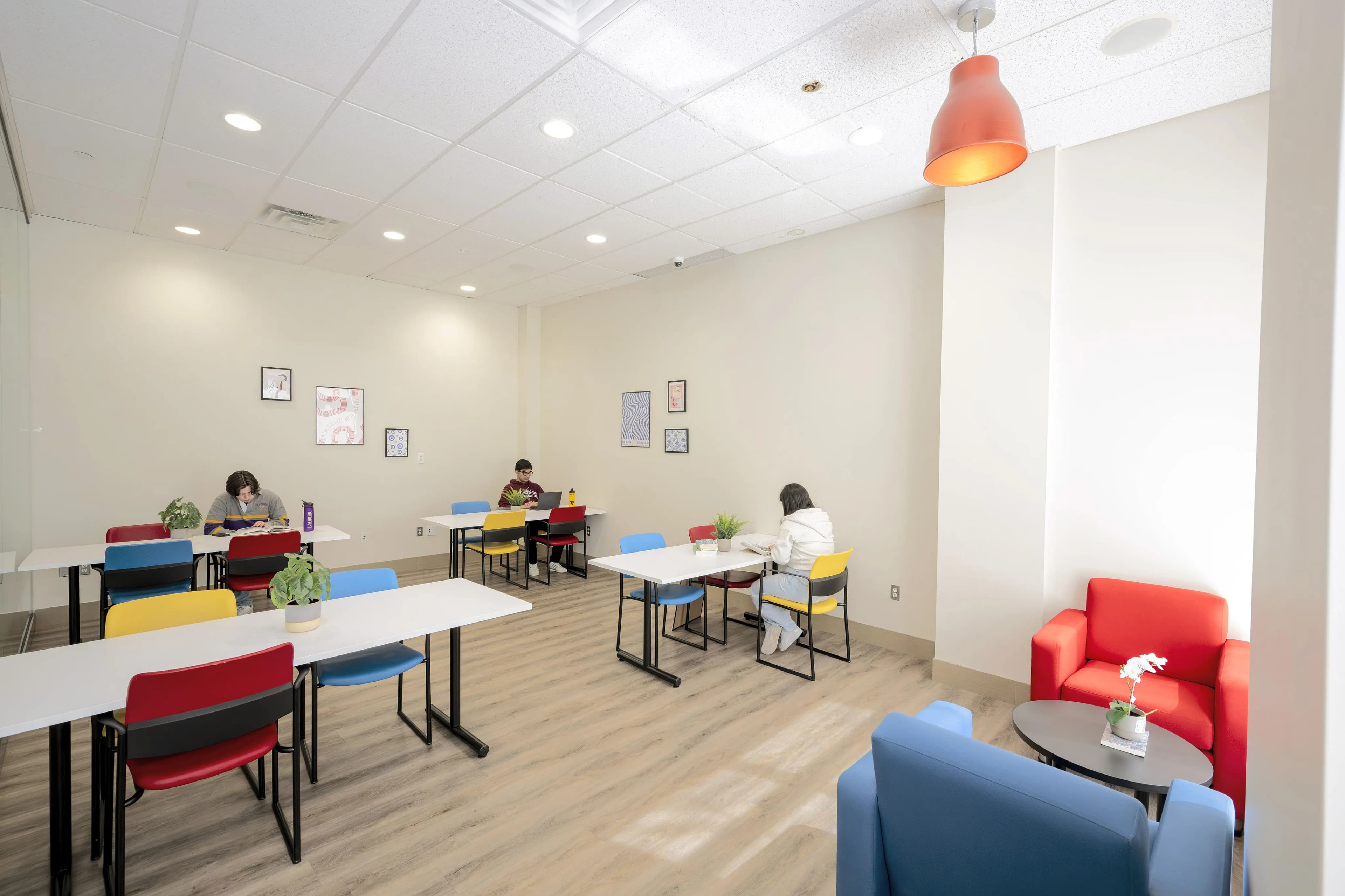 Study lounge with desks and seating