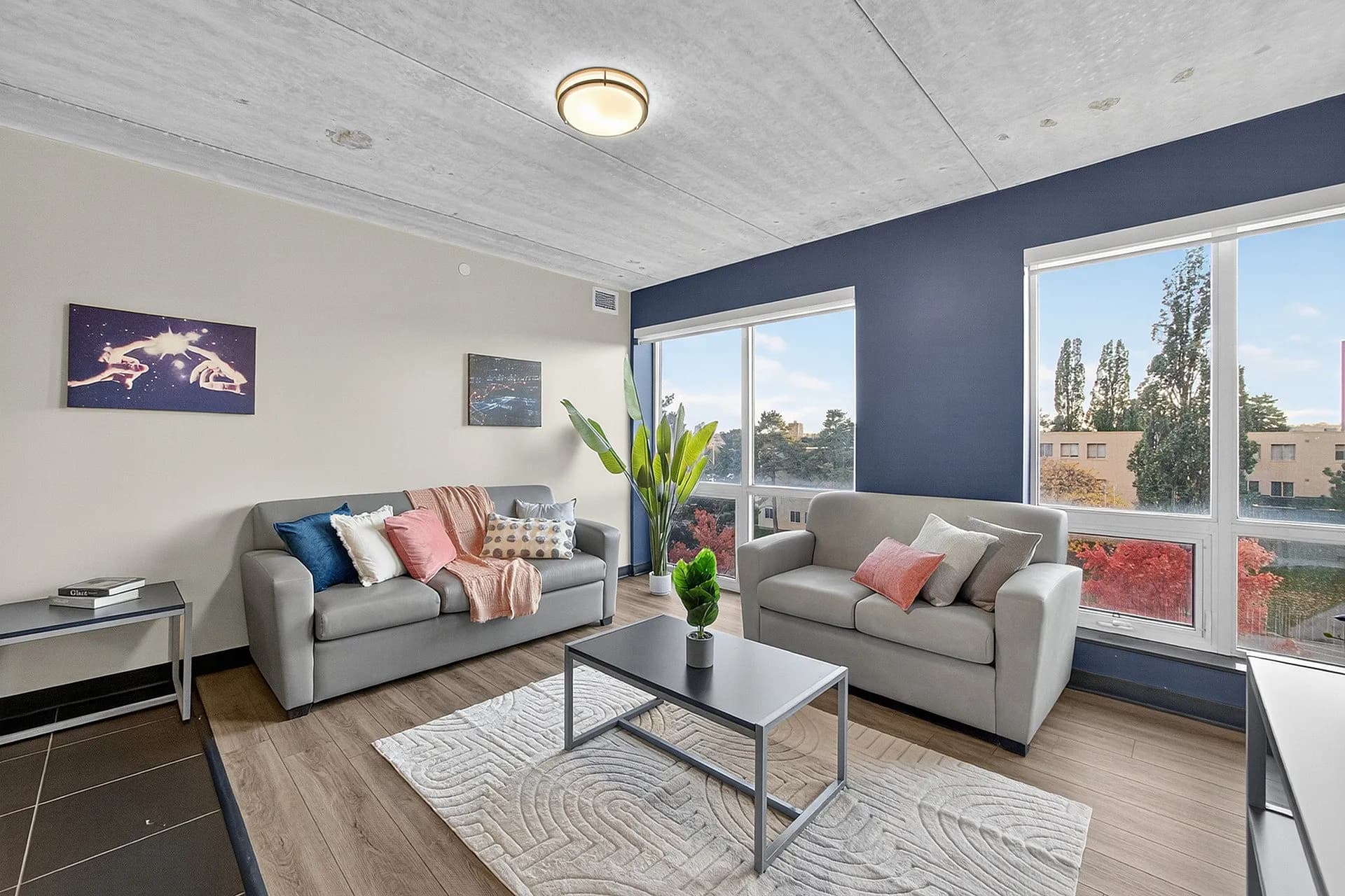 Bright and modern living room with contemporary furnishings